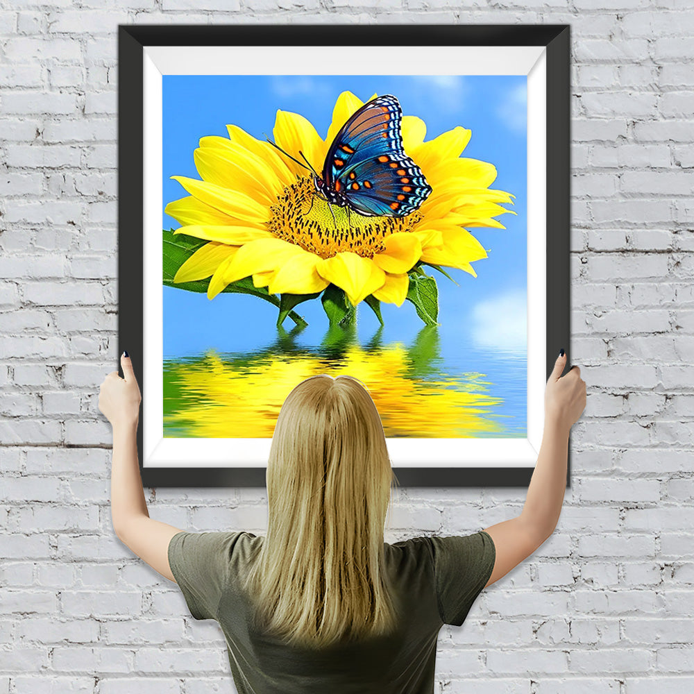 Sonnenblume Schmetterling Wasser Diamond Painting