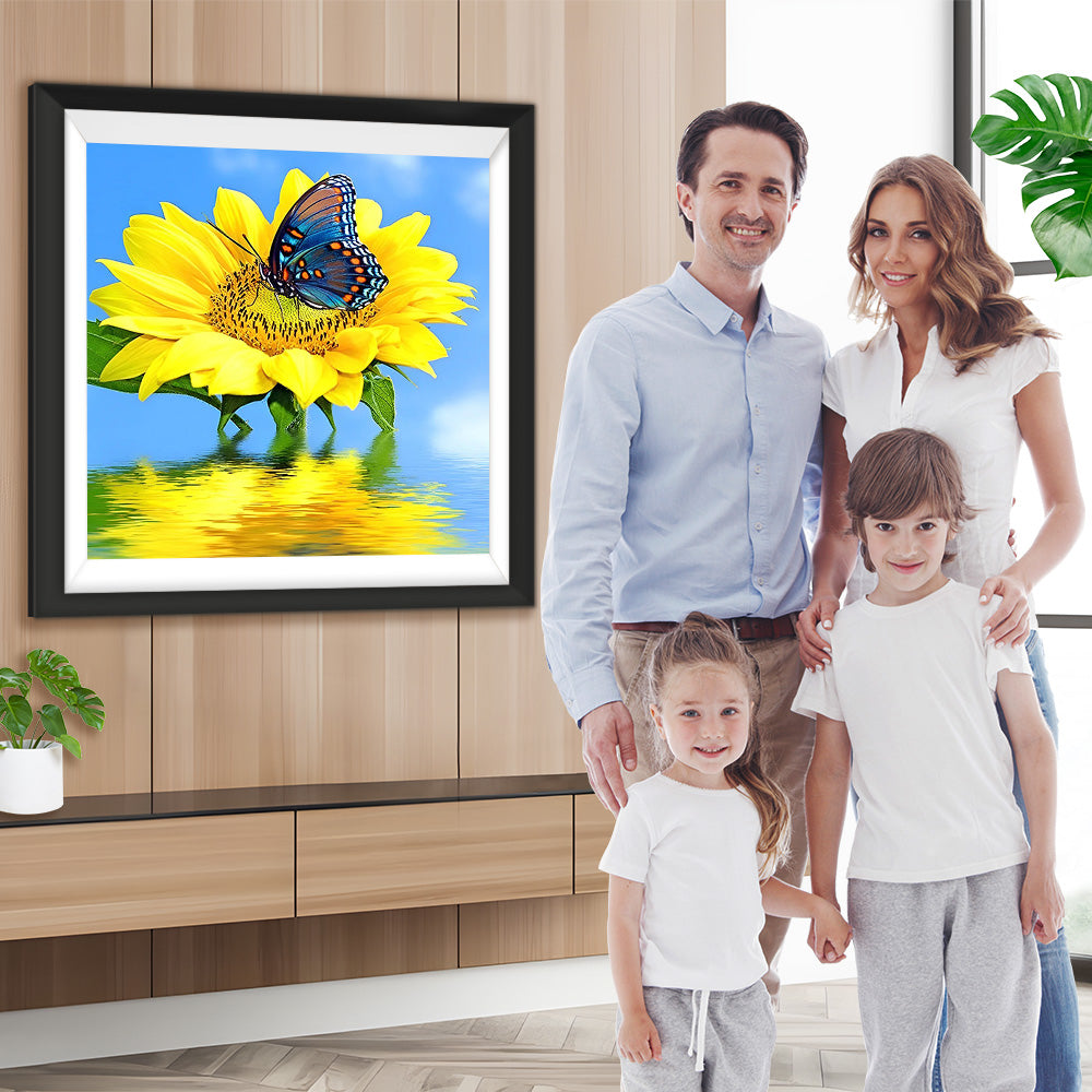 Sonnenblume Schmetterling Wasser Diamond Painting