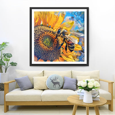 Sonnenblume und Biene Diamond Painting