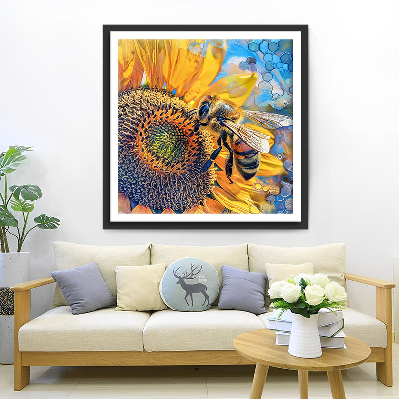 Sonnenblume und Biene Diamond Painting