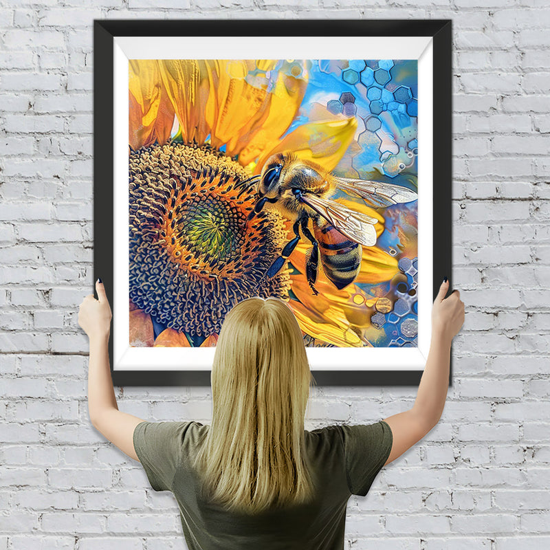 Sonnenblume und Biene Diamond Painting