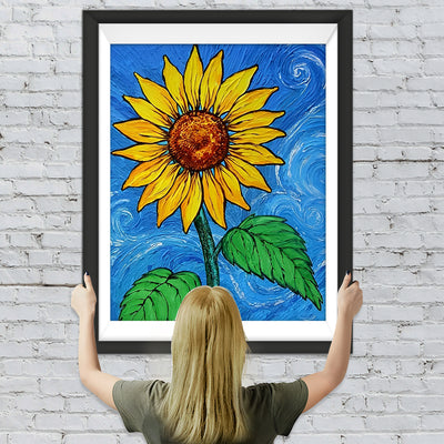 Sonnenblume und blauer Hintergrund Diamond Painting