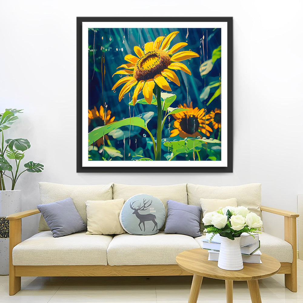 Sonnenblumen im Regen Diamond Painting