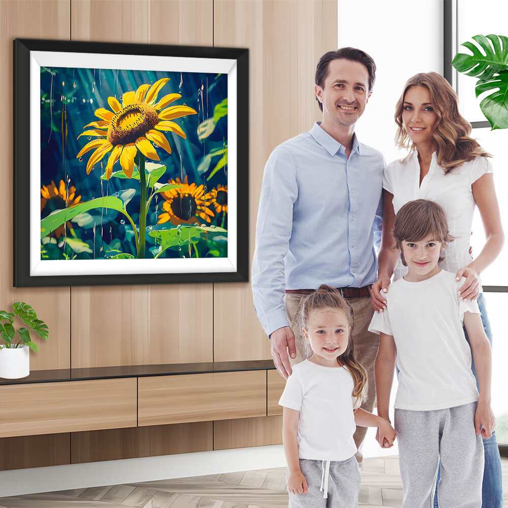 Sonnenblumen im Regen Diamond Painting