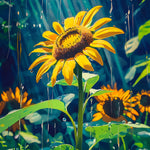 Sonnenblumen im Regen Diamond Painting