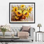 Sonnenblumen in brauner Vase Diamond Painting