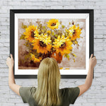 Sonnenblumen in brauner Vase Diamond Painting