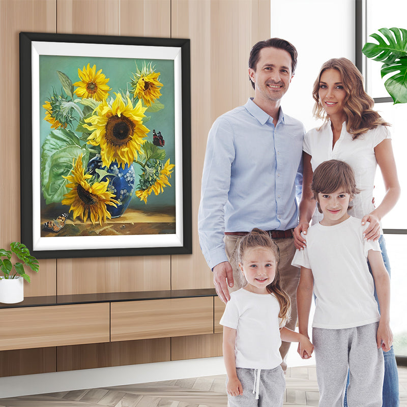 Sonnenblumen in der blauen Vase Diamond Painting