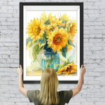 Sonnenblumen in der Glasflasche Diamond Painting