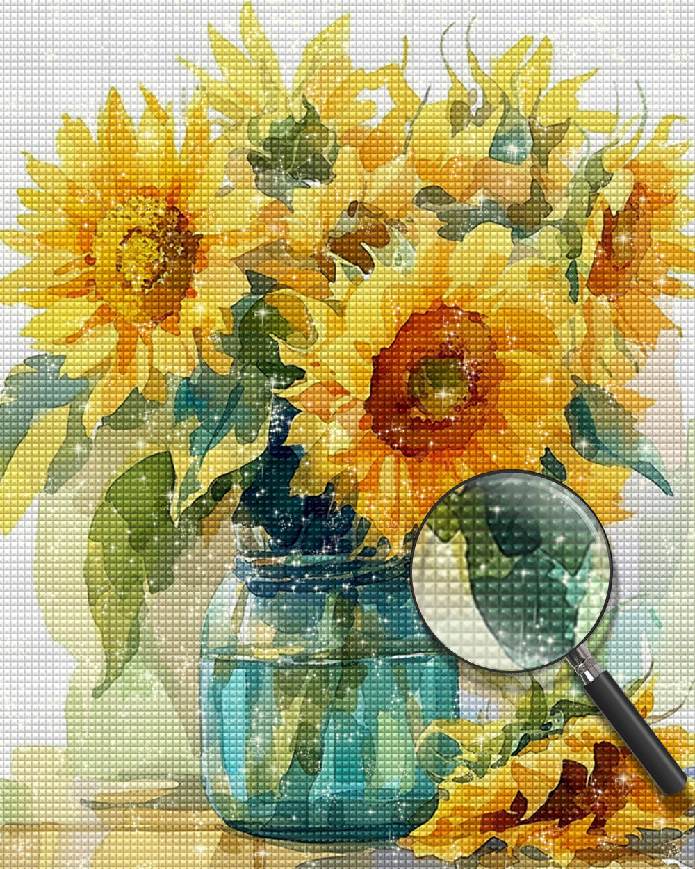 Sonnenblumen in der Glasflasche Diamond Painting