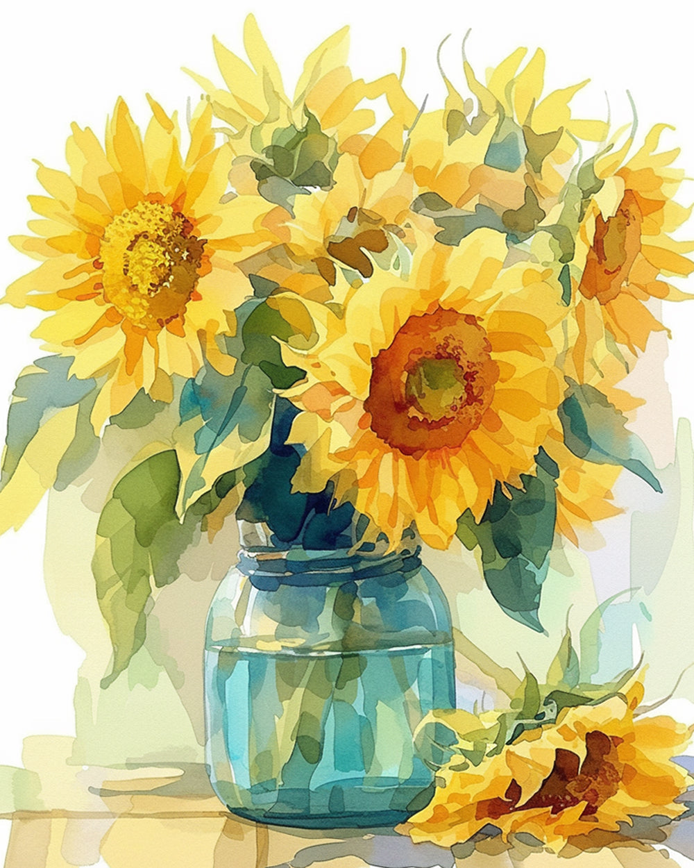 Sonnenblumen in der Glasflasche Diamond Painting