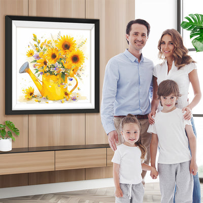 Sonnenblumen in einer Gelben Gießkanne Diamond Painting