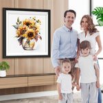 Sonnenblumen in Glasvase Diamond Painting