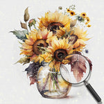 Sonnenblumen in Glasvase Diamond Painting