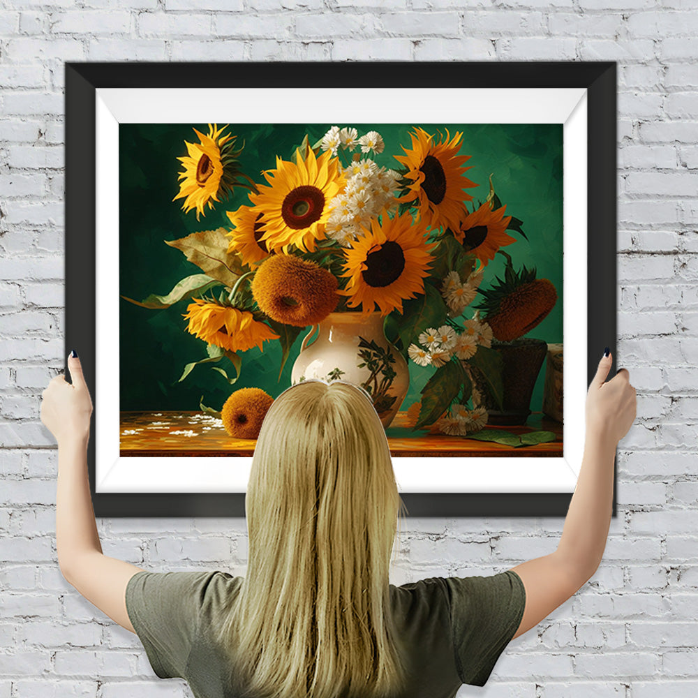 Sonnenblumen in Keramikvase Diamond Painting
