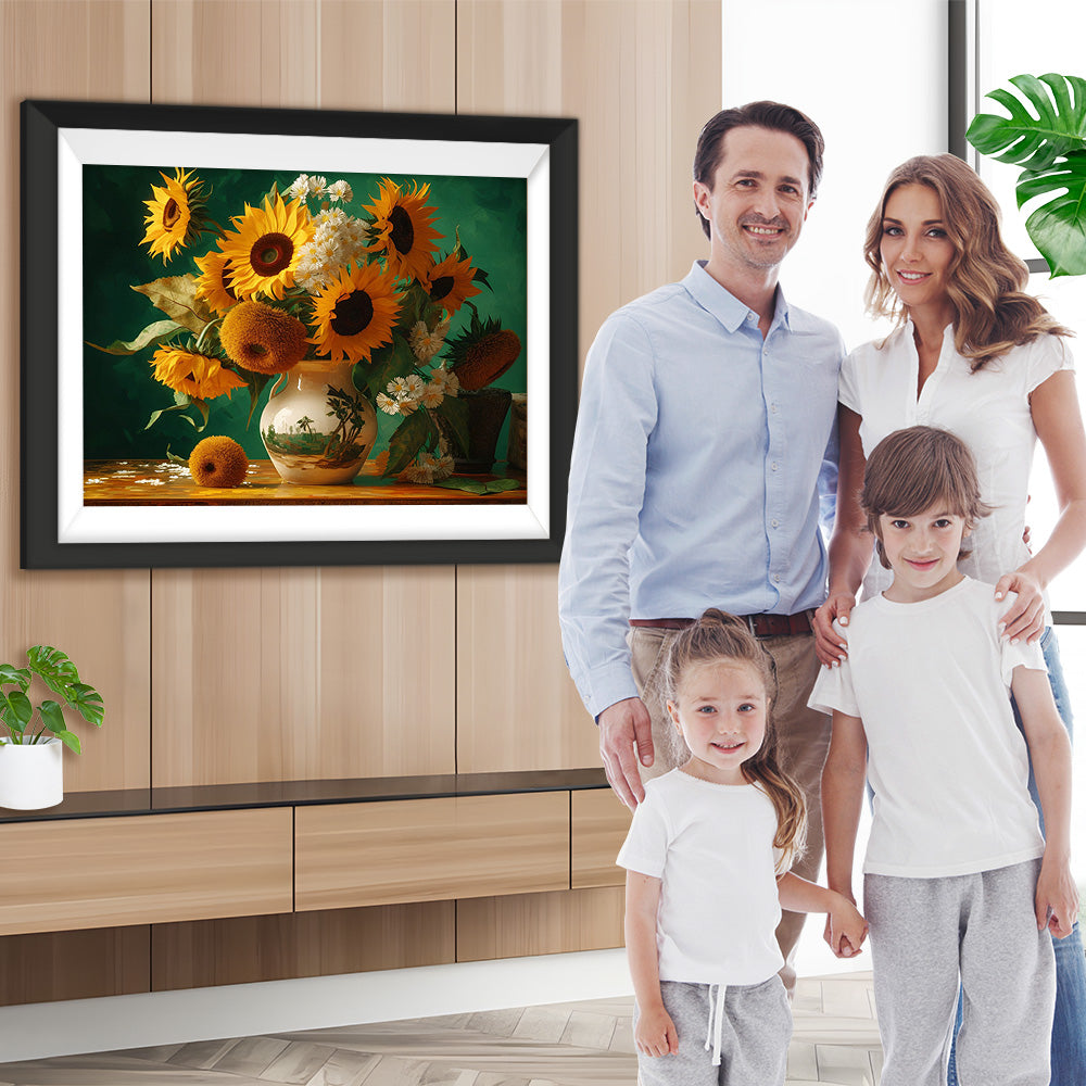 Sonnenblumen in Keramikvase Diamond Painting