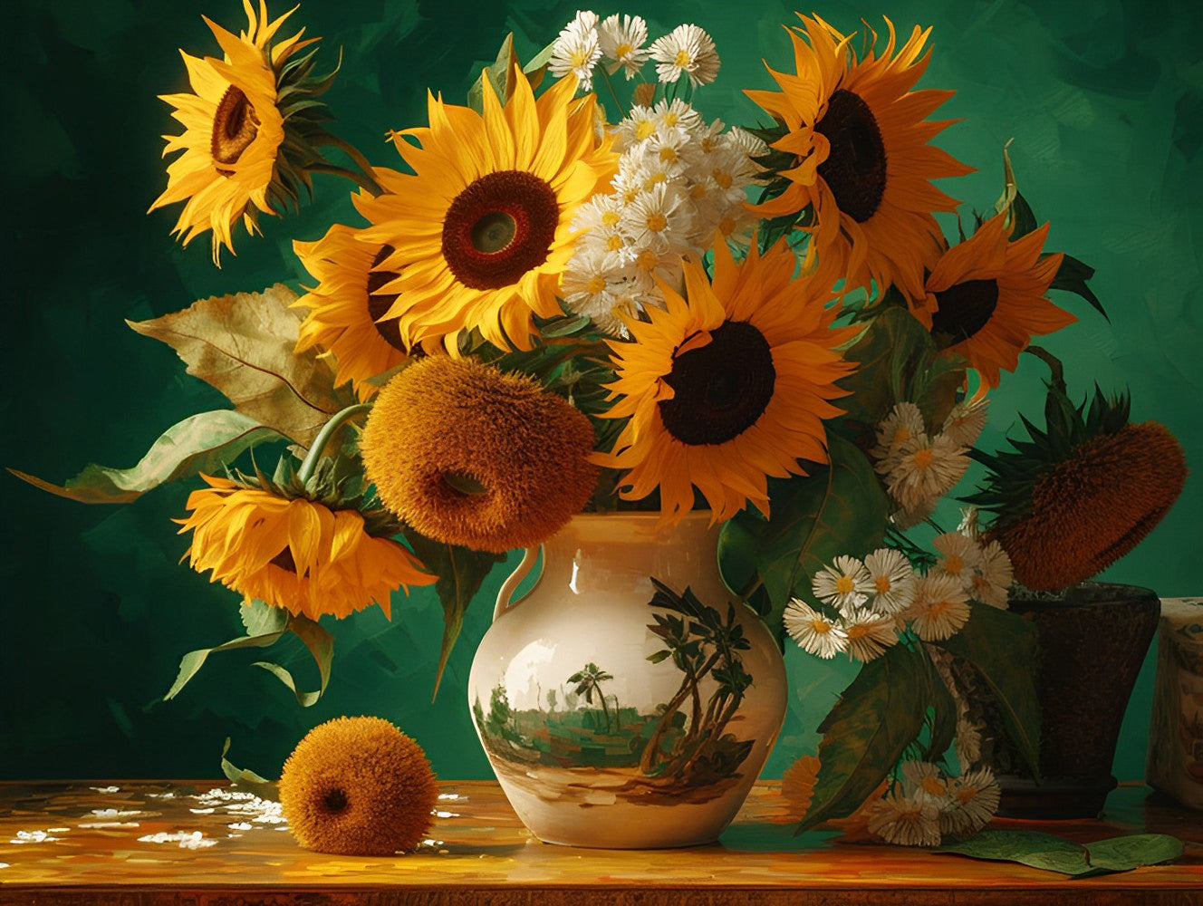Sonnenblumen in Keramikvase Diamond Painting