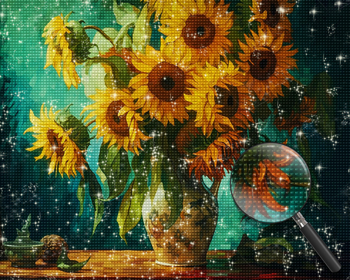 Sonnenblumen in Vase Diamond Painting