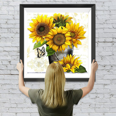 Sonnenblumen Schmetterling Eimer Diamond Painting