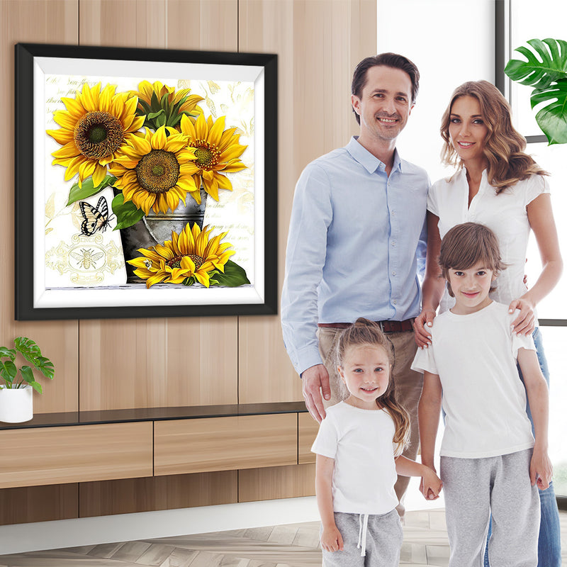 Sonnenblumen Schmetterling Eimer Diamond Painting