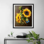 Sonnenblumen und blauer Schmetterling Diamond Painting