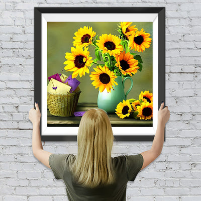 Sonnenblumen und Briefe Diamond Painting