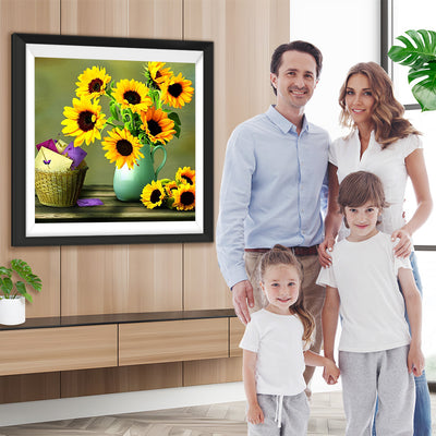 Sonnenblumen und Briefe Diamond Painting