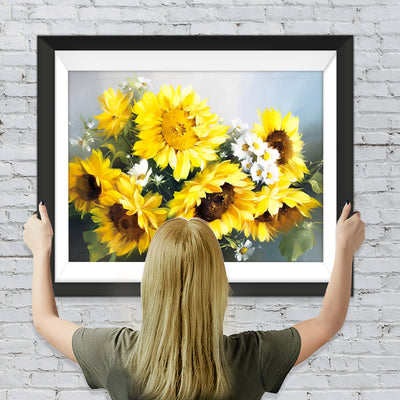 Sonnenblumen und Gänseblümchen Diamond Painting