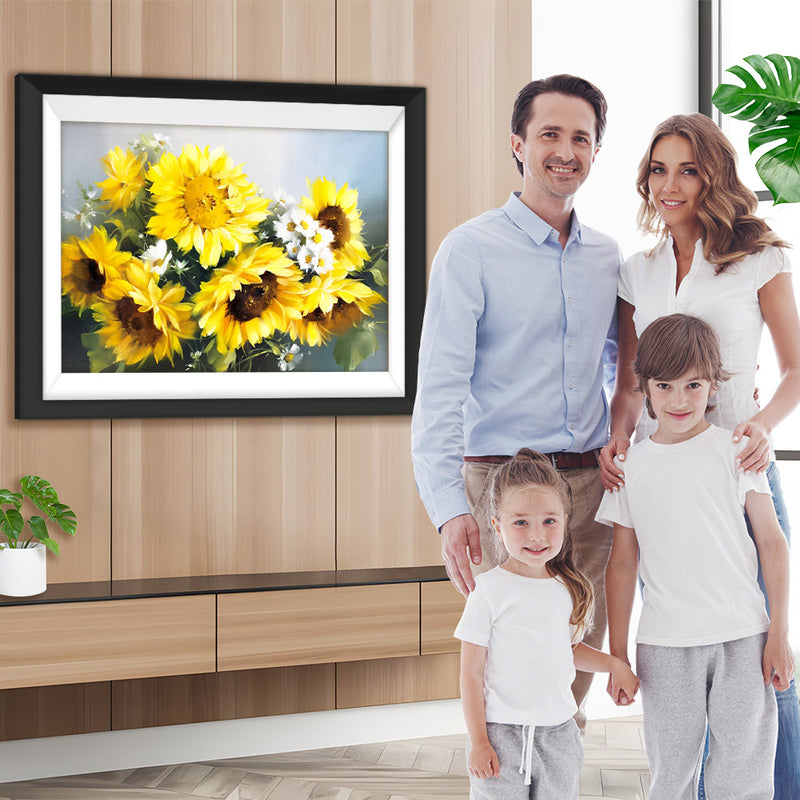 Sonnenblumen und Gänseblümchen Diamond Painting