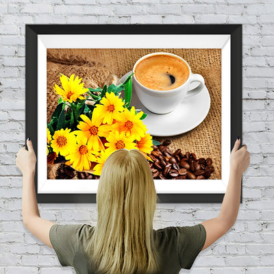 Sonnenblumen und Kaffee Diamond Painting