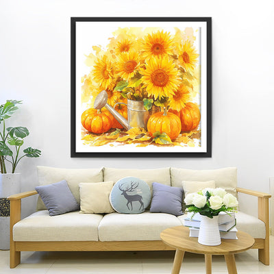 Sonnenblumen und Kürbisse Diamond Painting