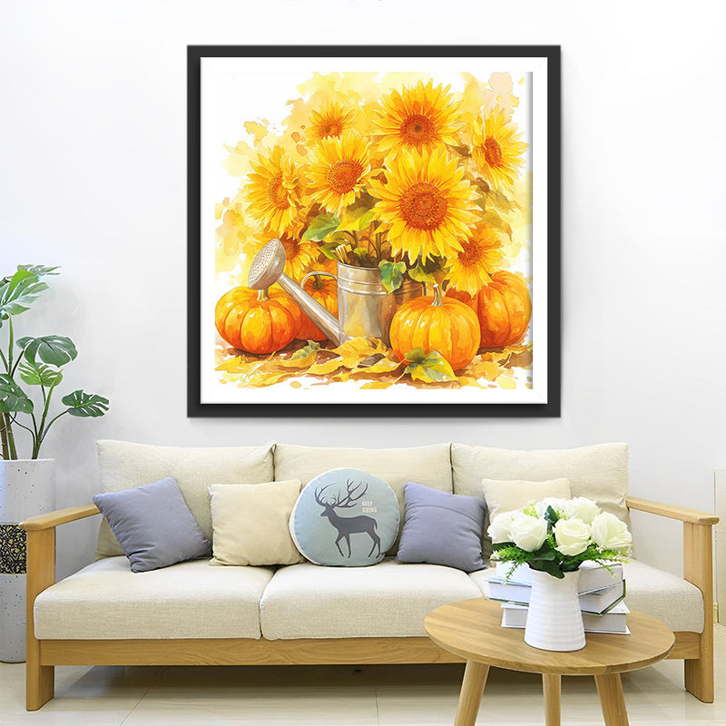 Sonnenblumen und Kürbisse Diamond Painting