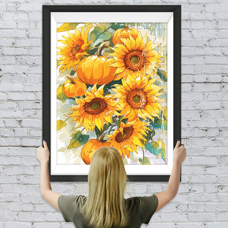 Sonnenblumen und Kürbisse Diamond Painting