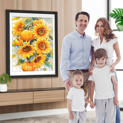 Sonnenblumen und Kürbisse Diamond Painting