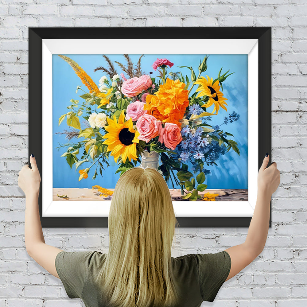 Sonnenblumen und Rosen Bouquet Diamond Painting
