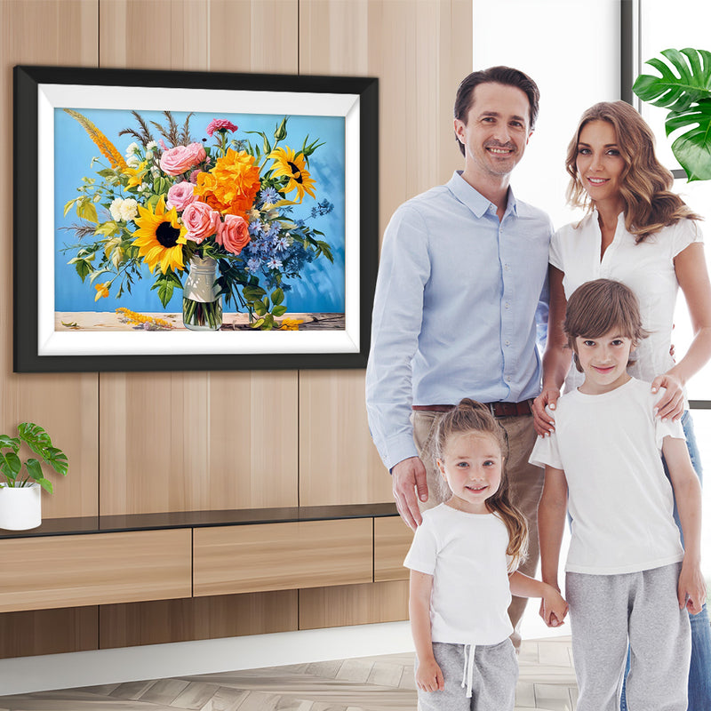 Sonnenblumen und Rosen Bouquet Diamond Painting