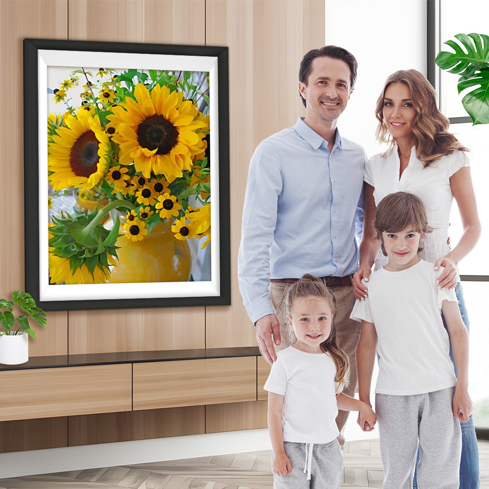 Sonnenblumensträuße in gelber Vase Diamond Painting