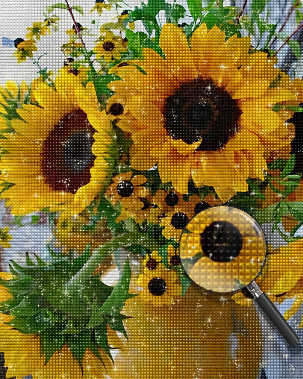 Sonnenblumensträuße in gelber Vase Diamond Painting