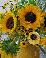 Sonnenblumensträuße in gelber Vase Diamond Painting