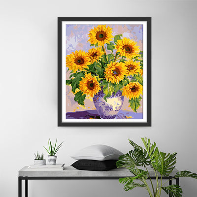 Sonnenblumensträuße in Porzellanvase Diamond Painting