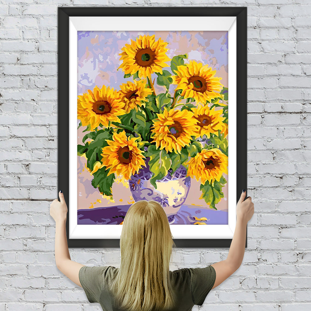 Sonnenblumensträuße in Porzellanvase Diamond Painting