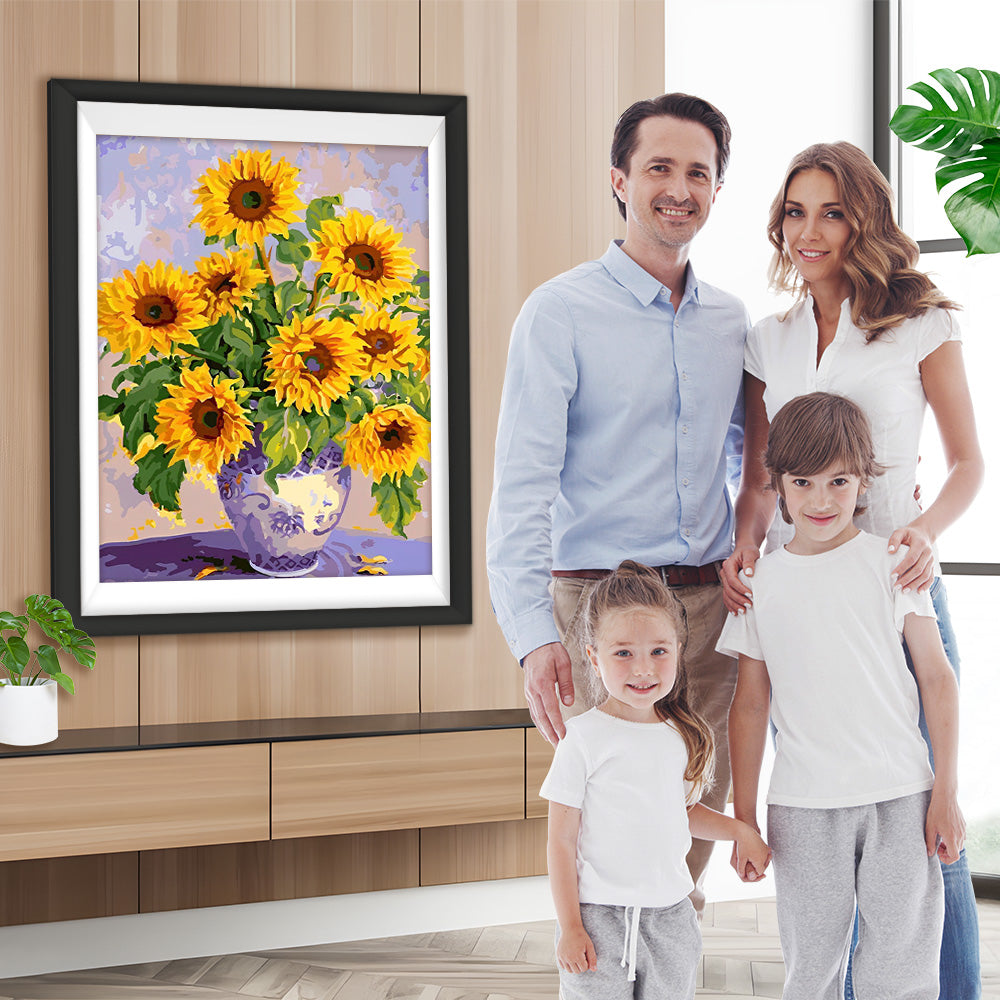 Sonnenblumensträuße in Porzellanvase Diamond Painting