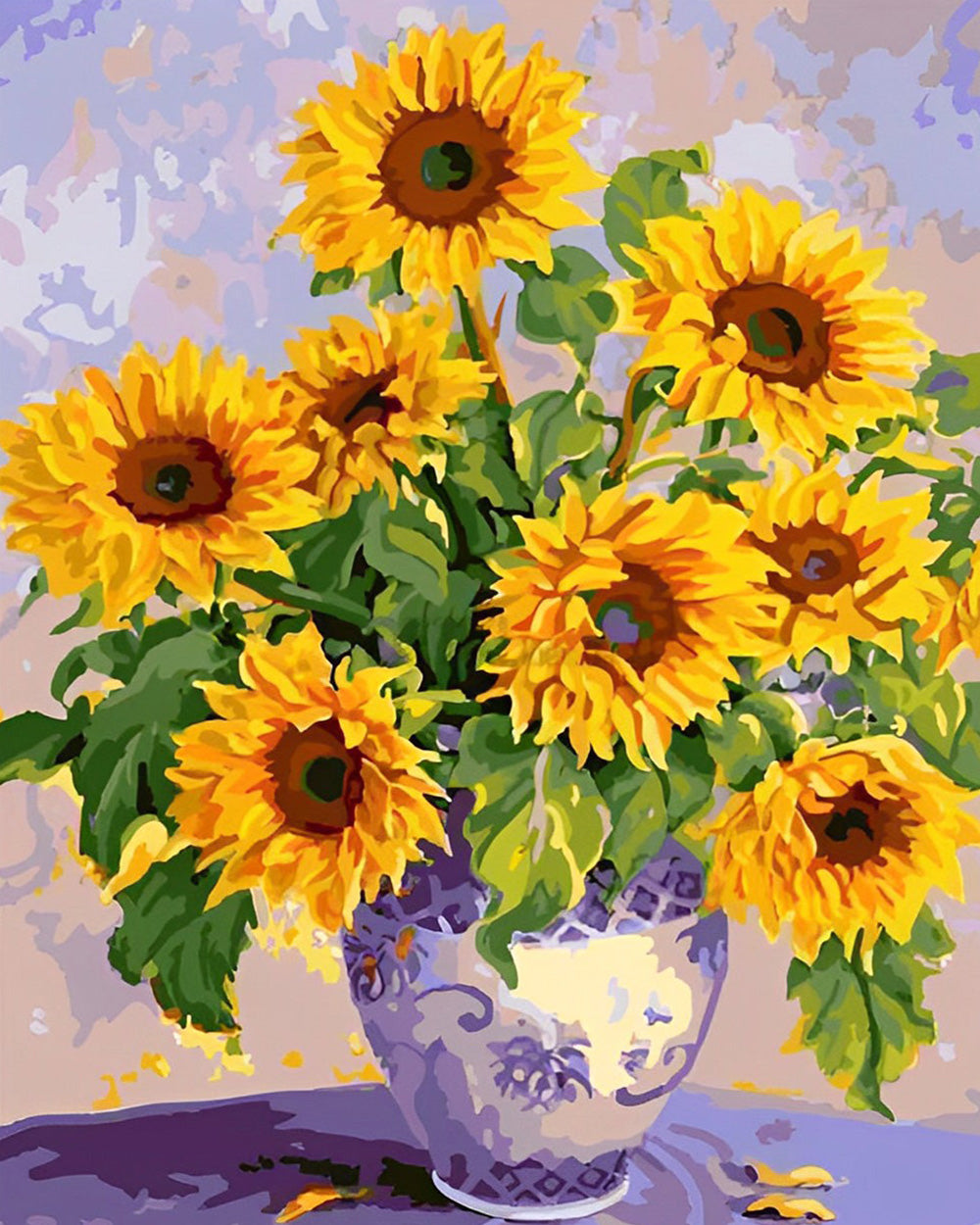 Sonnenblumensträuße in Porzellanvase Diamond Painting