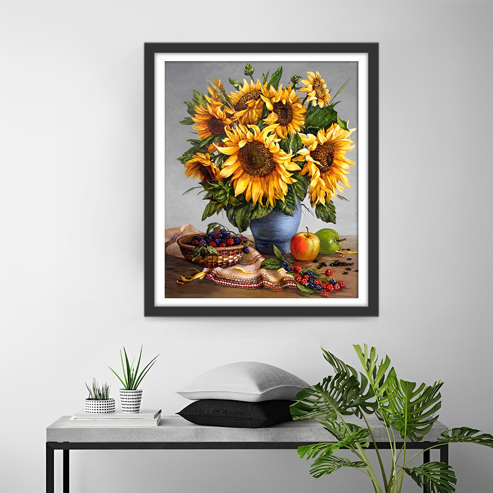 Sonnenblumensträuße und Früchte Diamond Painting