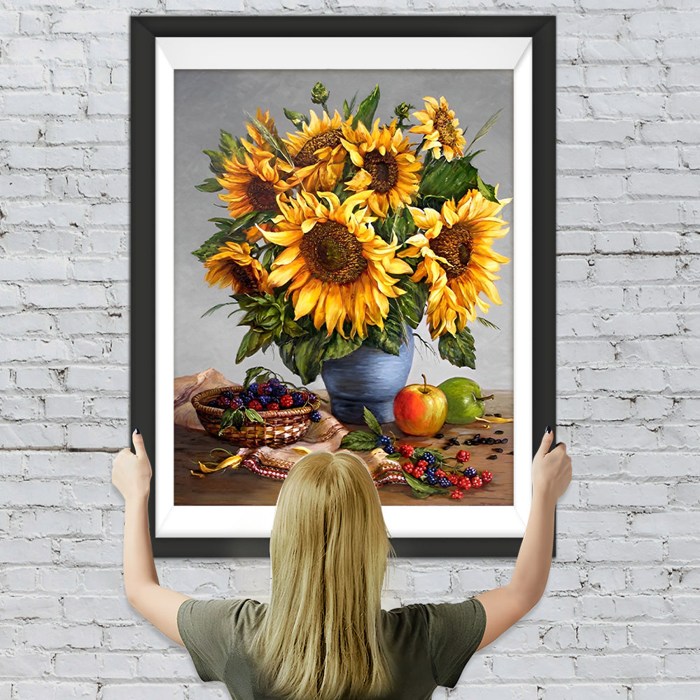 Sonnenblumensträuße und Früchte Diamond Painting