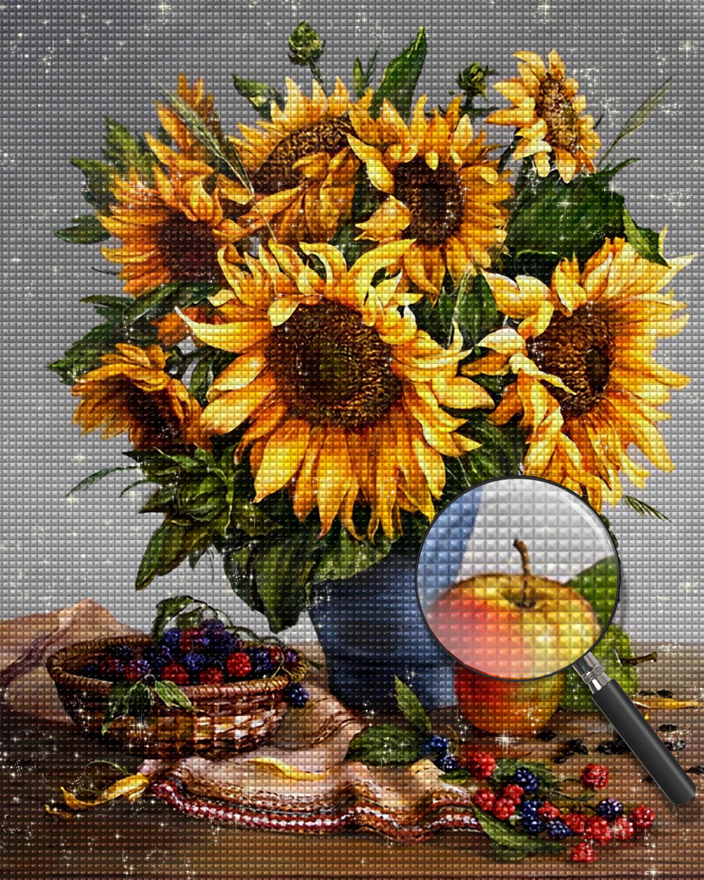 Sonnenblumensträuße und Früchte Diamond Painting