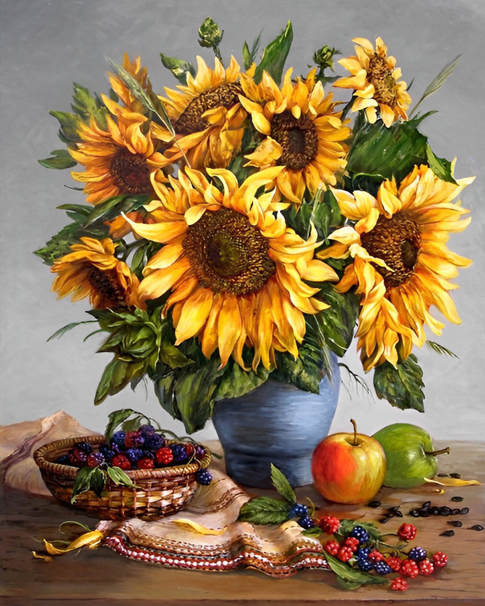 Sonnenblumensträuße und Früchte Diamond Painting
