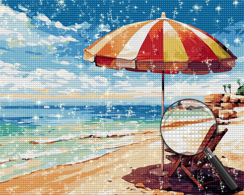Sonnenschirm Liegestuhl Diamond Painting
