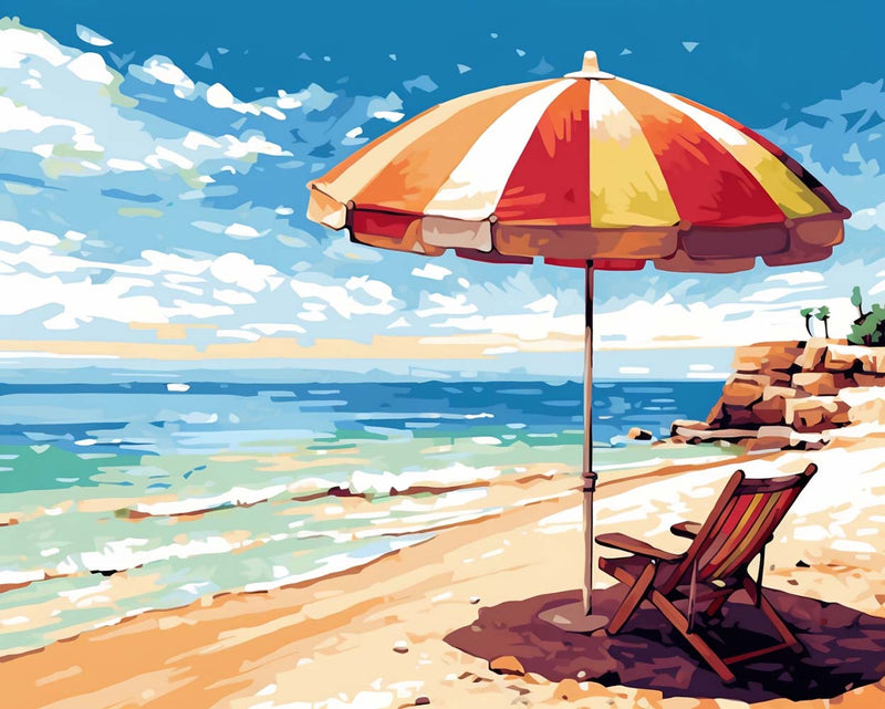 Sonnenschirm Liegestuhl Diamond Painting