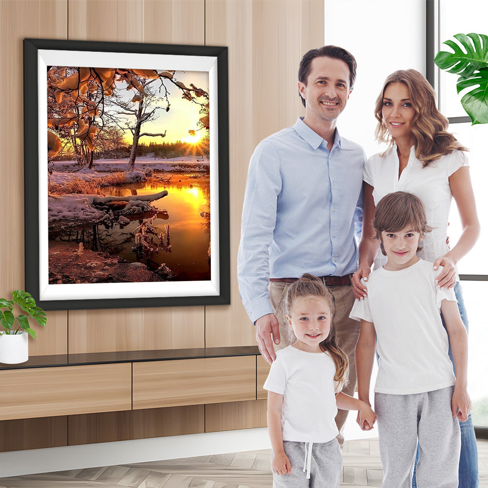 Sonnenuntergang und Schnee Diamond Painting